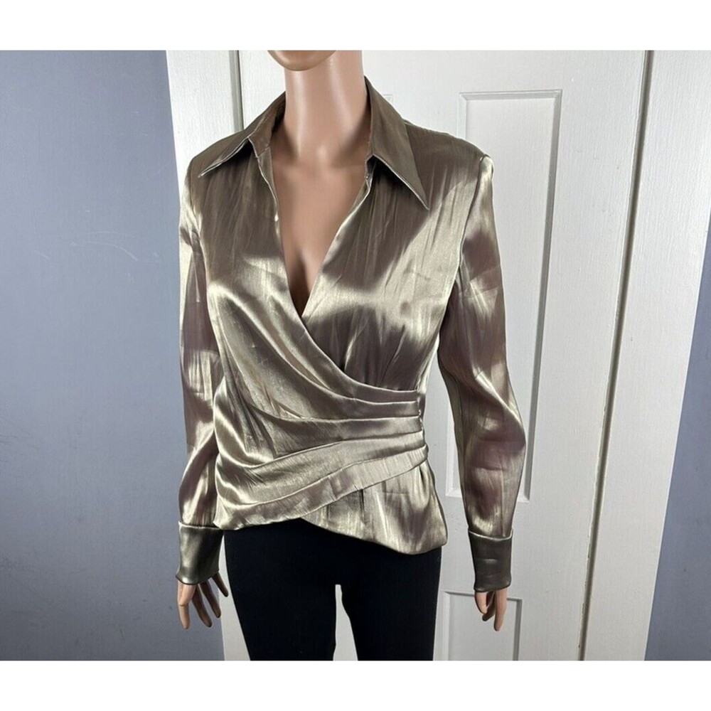 Women's Delaru Long Sleeve, zippered back, deep v front with side ruching, 10